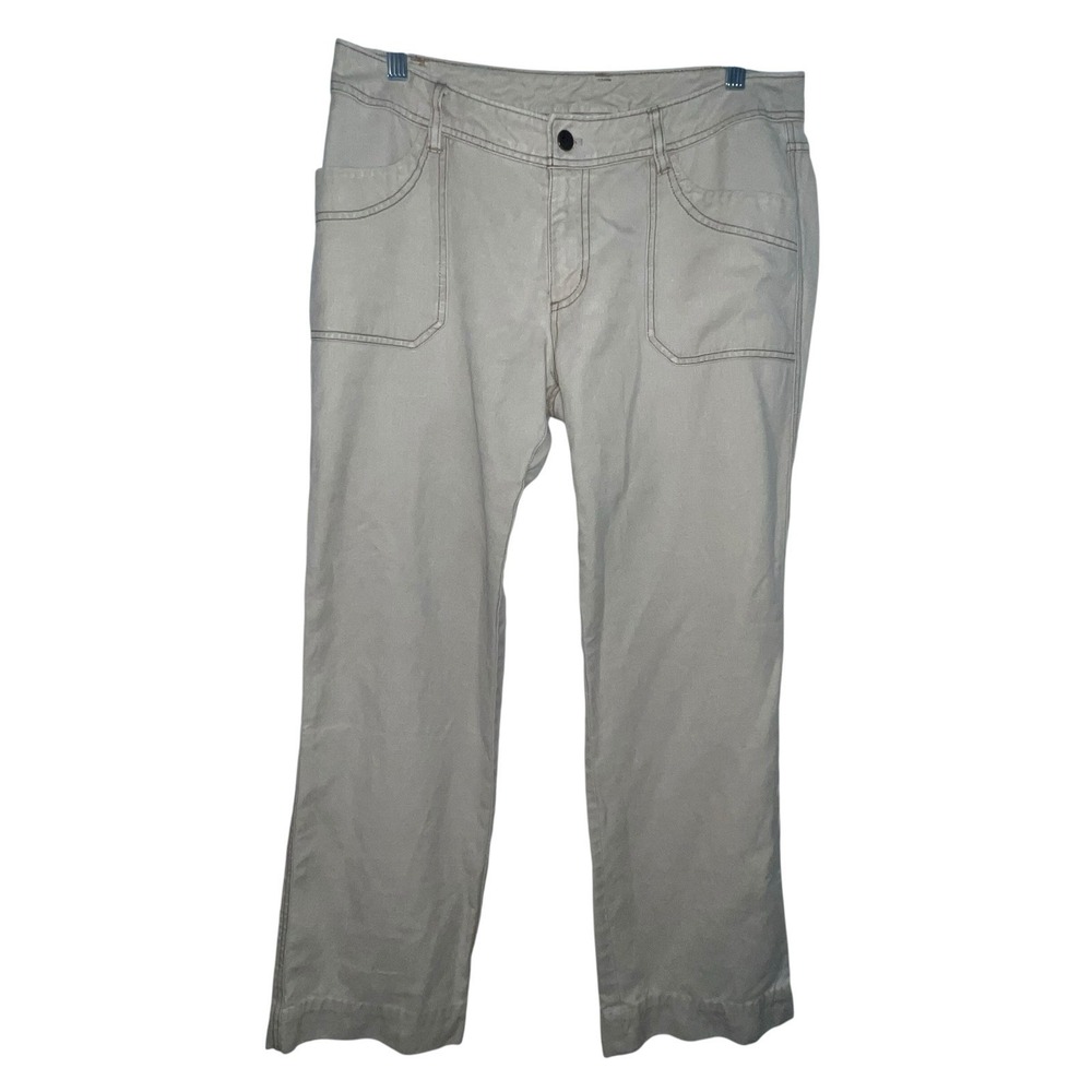 Patagonia Women Size‎ 8 Beige Hemp Blend Straight Leg Pants Pockets Mid Rise